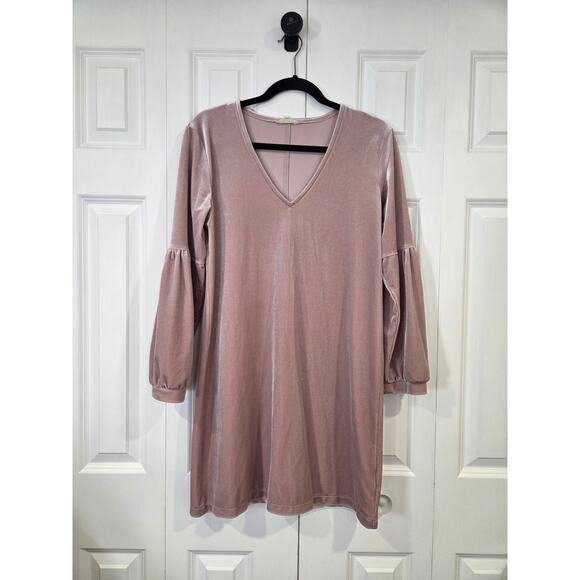 Madewell Velvet Balloon-Sleeve Mini Dress Pink Small Holiday Party - Picture 1 of 9